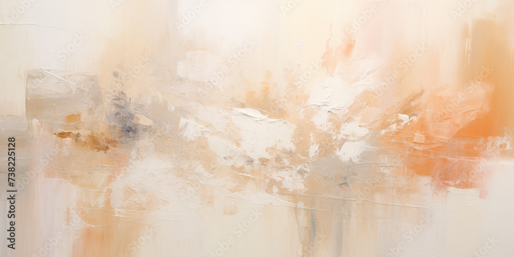 Abstract pale, creamy, pastel, soft, sepia brown and orange color contemporary oil paint brushstrokes texture pattern painting wallpaper background, art painting. Artistic backdrop