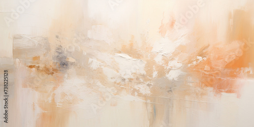Fototapeta Naklejka Na Ścianę i Meble -  Abstract pale, creamy, pastel, soft, sepia brown and orange color contemporary oil paint brushstrokes texture pattern painting wallpaper background, art painting. Artistic backdrop