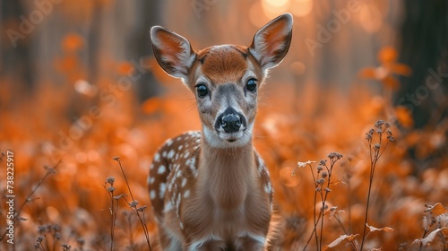 Autumn Fawn: Young Deer in Orange Woods photo