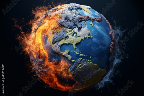 a planet earth with a fire around it