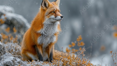 Winter Watcher: Fox Amidst the Frozen Whisper © Anagh