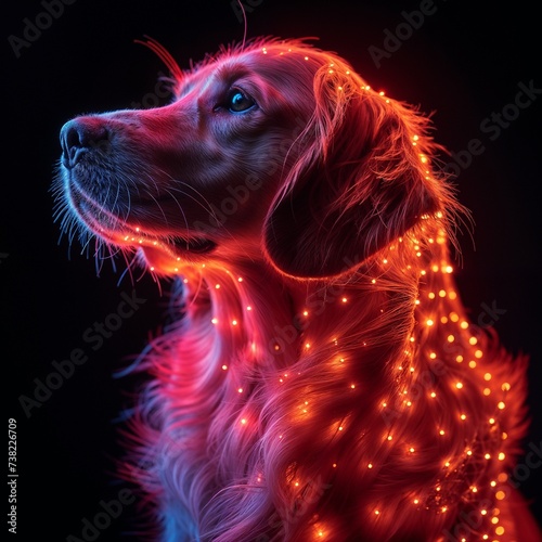 Neon Dreams: Dog Aglow with Luminous Wonder