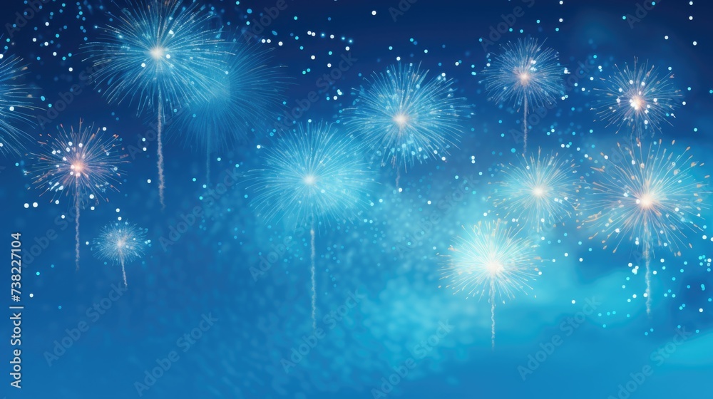 Obraz premium Background of fireworks in Sky Blue color.