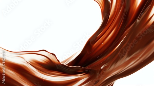 Indulge in the mesmerizing beauty of a luxurious, velvety chocolate swirl gently cascading against a pristine white backdrop. Let your senses be captivated by the smooth flow and rich decade