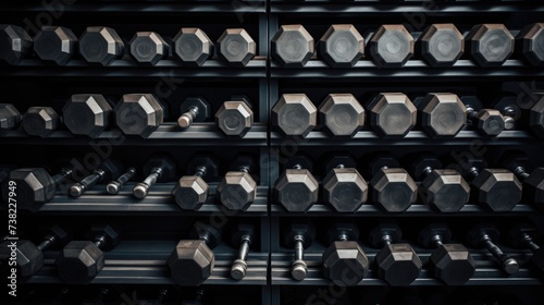 Background with a rack of dumbbells in Charcoal color