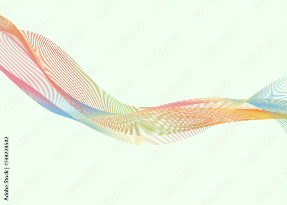 Vector wavy line background.  Abstract colorful wavy line background.