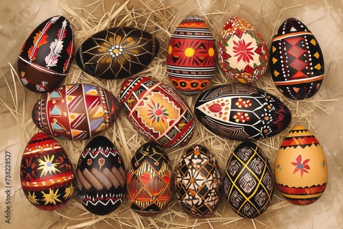 Easter eggs in a nest