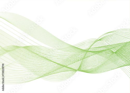 Abstract green wavy line background.