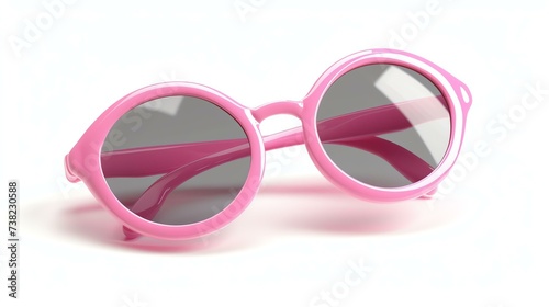 Stylish and vibrant, this 3D rendered icon features a pair of pink sunglasses, perfect for sunny days and adding a pop of color to any outfit. Isolated on a white background, this trendy acc