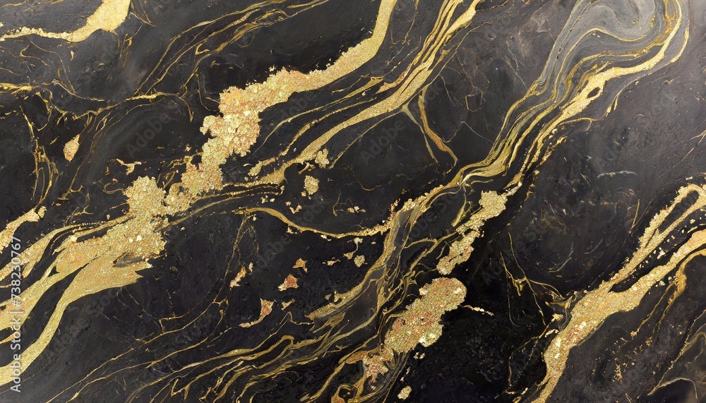 Fototapeta premium Marble abstract acrylic background. Marbling artwork texture. Agate ripple pattern. Gold powder.