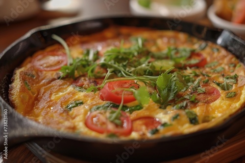 vegetable omelette in a frying pan