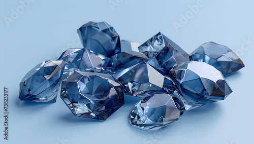 diamonds in crystal shape with deep blue in the style