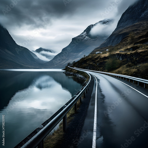 The Serenity of Fjord Road - A Scenic Drive Through Majestic Peaks and Calm Waters
