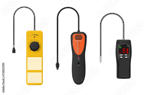 Freon leak detector testing locate technician system handheld indicator set realistic vector