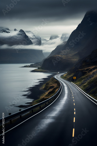 The Serenity of Fjord Road - A Scenic Drive Through Majestic Peaks and Calm Waters