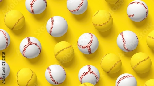Background with baseball in Lemon Yellow color