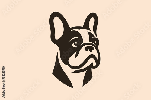 Cute French bulldog. Modern minimalistic simple logo, icon
