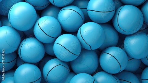 Background with basketballs in Arctic Blue color. photo