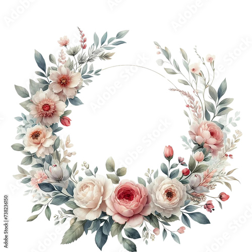 Wallpaper Mural PNG Natural Floral Empty Frame Illustration. Ai generated  Torontodigital.ca