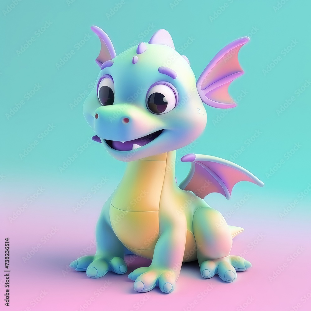 3D illustration of a cute dragon cartoon
