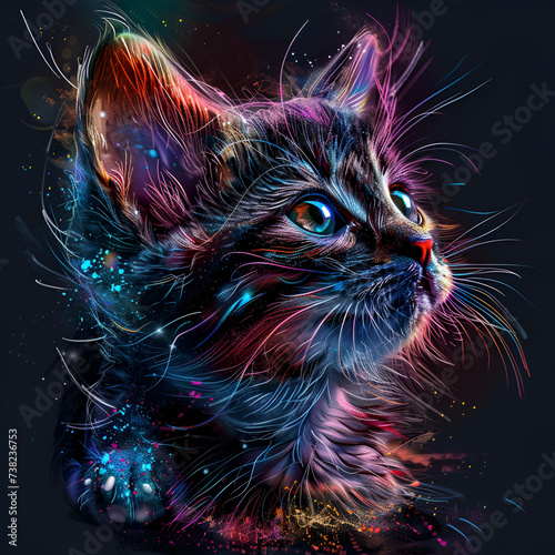 cat with colourful details