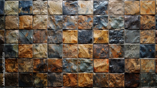 Elegant stone wall from small square parts