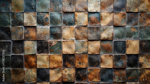 Elegant stone wall from small square parts
