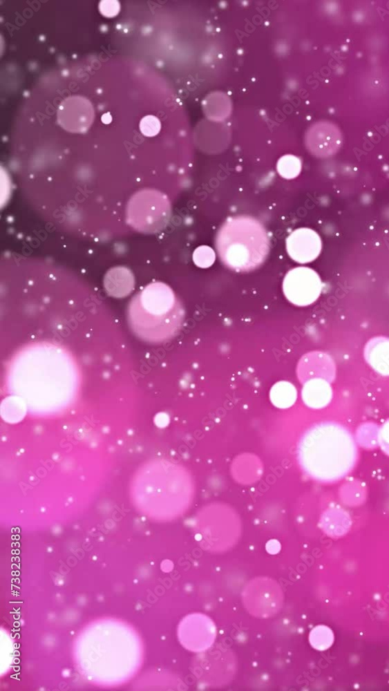 Soft bokeh and particle background. Defocused dust bokeh motion background with flying particles pink color background.