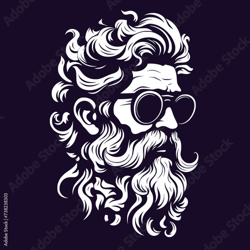 Fashionable Bearded Gentleman - Black and White Vector Art