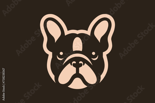Cute French bulldog. Modern minimalistic simple logo, icon