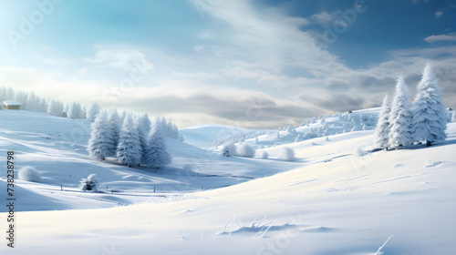 Sublime Winter Solstice: A Breathtaking Panorama of a Frozen Landscape Immersed in Mystic Stillness © Joshua