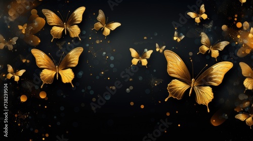 Background with butterflies in Gold color