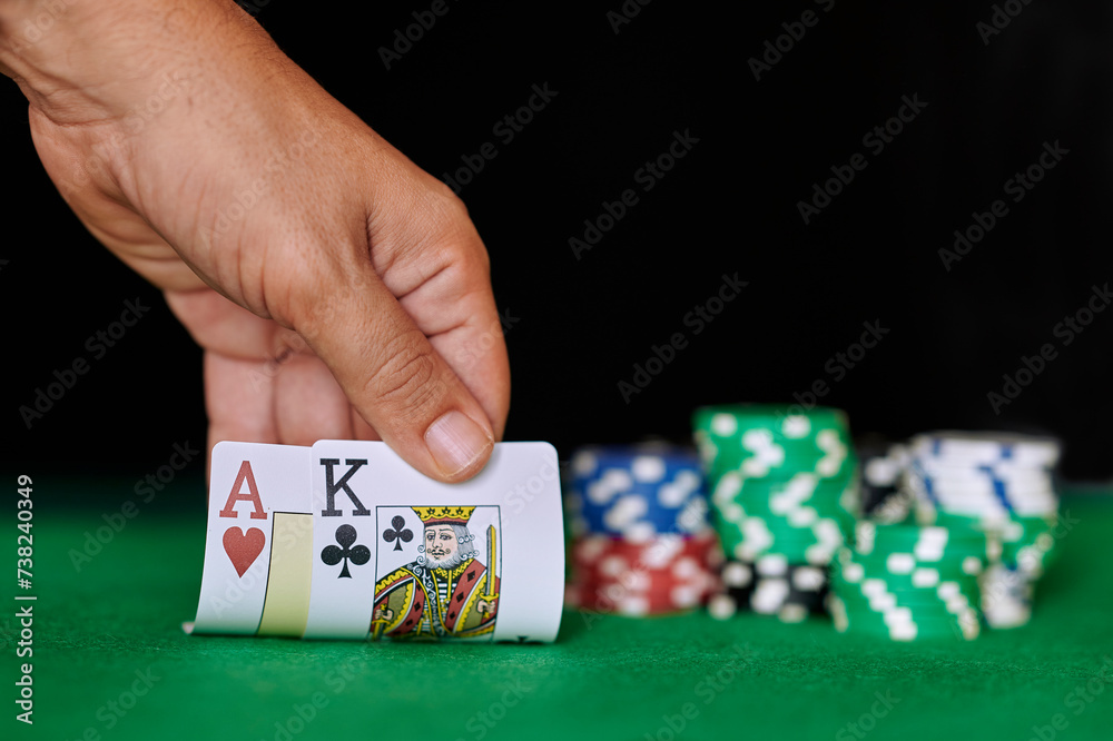 Hand with pair of ace and king in poker Hand with pair of ace and king in poker