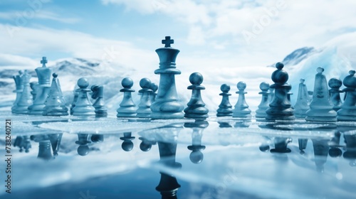 Background with chess pieces in Arctic Blue color.
