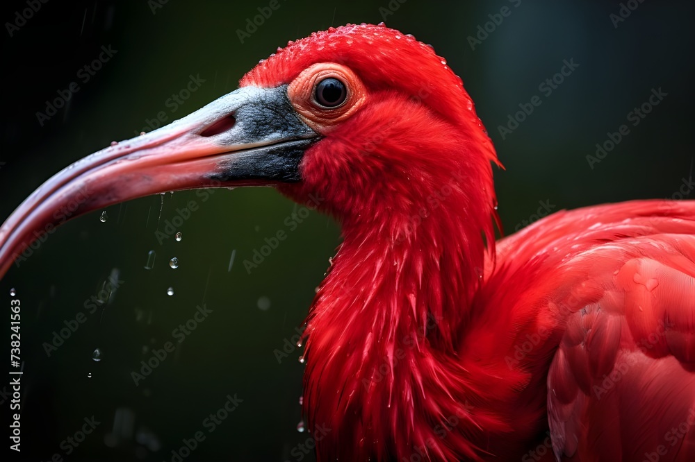 Fototapeta premium Dazzling Scarlet Ibis Preening