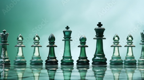 Background with chess pieces in Sea Green color photo