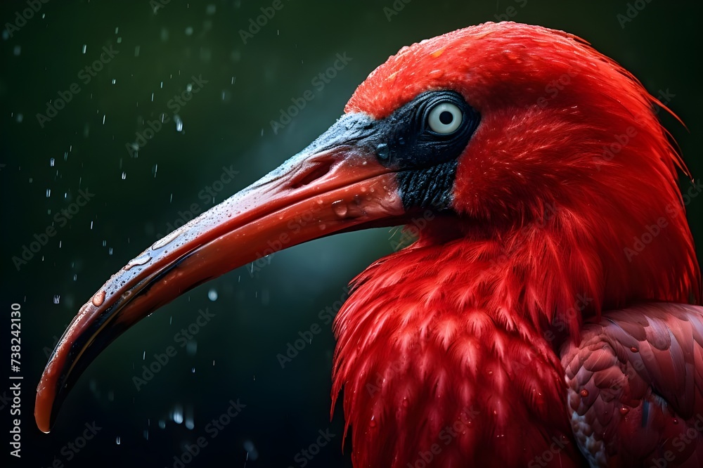 Fototapeta premium Dazzling Scarlet Ibis Preening