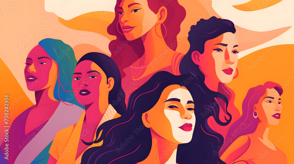diverse and empowered group of multiethnic women Illustration Generative AI diverse and empowered group of multiethnic women Illustration Generative AI