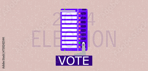 Electronic Voting Machine (EVM) design banner isolated on a pattern background with for election 2024.  EVM is a device used to electronically record and count votes cast in elections.