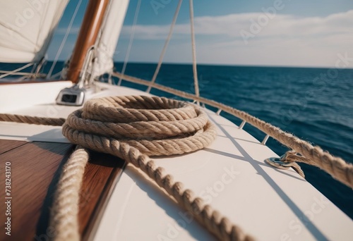 Luxury yacht tackle during the ocean voyage