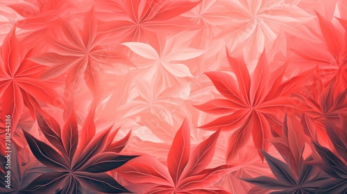 Background with Coral marijuana leaves