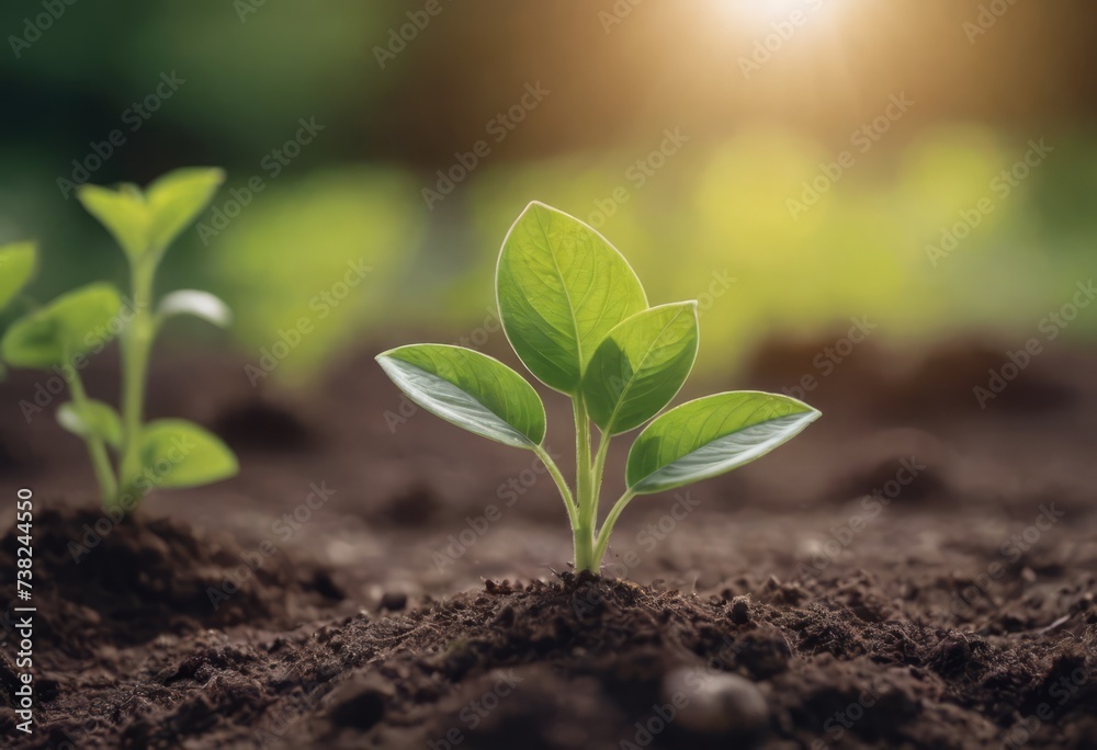 The seedling are growing from the rich soil to the morning sunlight that is shining, ecology concept. The seedling are growing from the rich soil to the morning sunlight that is shining, ecology concept.