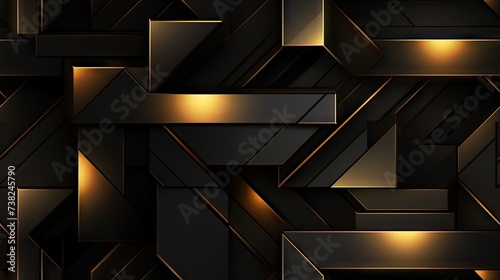 exquisite seamless pattern featuring a 3D effect, bulging gold on a black background