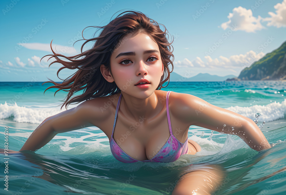 woman swimming in the sea