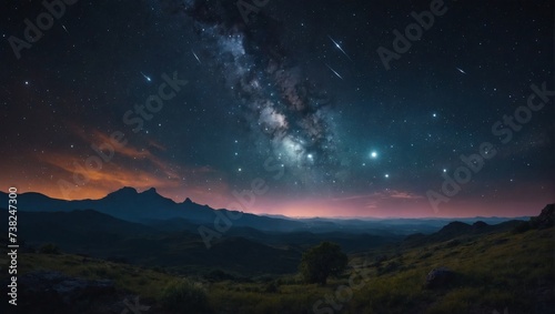 Beautiful celestial scene with a fantasy starry night sky in 4K. © xKas
