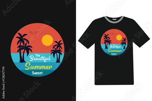 The beautiful summer sunset Summer T-shirt Design.