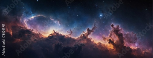 A captivating galaxy clouds and nebula background for your screen. © xKas