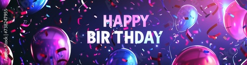happy birthday card in the style of vibrant stage backdrops Generative AI