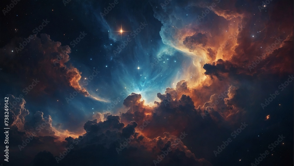 Beautiful space-themed wallpaper showcasing cosmic clouds and stars.