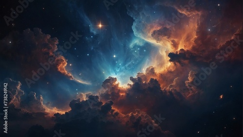 Beautiful space-themed wallpaper showcasing cosmic clouds and stars. © xKas